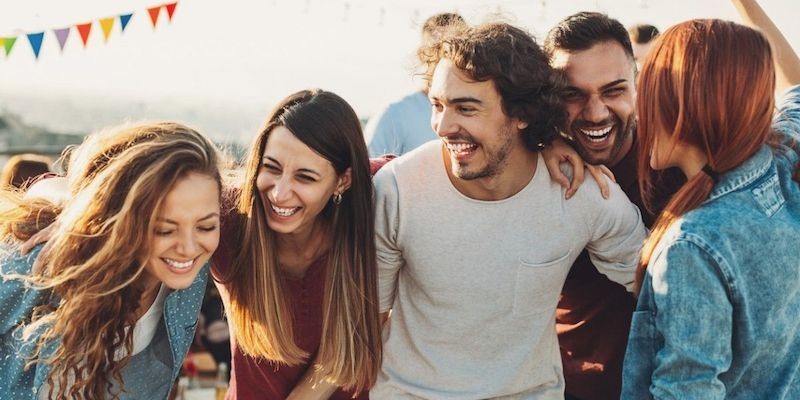 Friends laughing together